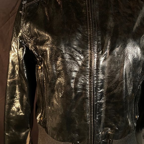 Emilie D. Genuine Leather Bomber Jacket Size Medium - Picture 6 of 8